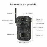 Caméra de Chasse 4G Solaire 3MP HD avec GPS, Vision Nocturne, Suivi à Distance