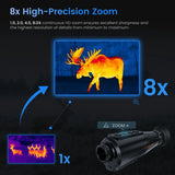 Monoculaire Thermique Zoom 8X Capteur 256x192, 60Hz OLED HD 1,43" Super-Résolution IA
