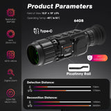 Monoculaire Thermique Capteur 384x288 Zoom 4X Micro-OLED 1047x768, 64 Go
